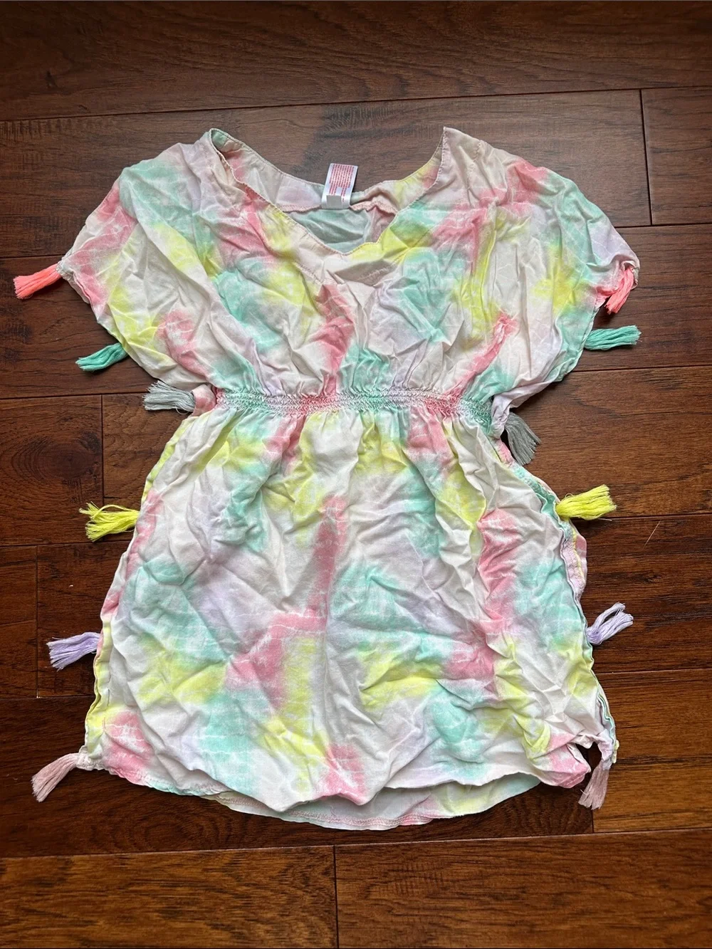 Girls' Floral & Tie-Dye Swimsuit Cover-Up with Tassels